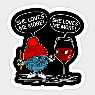 Crochet Wine She Loves Me Sticker